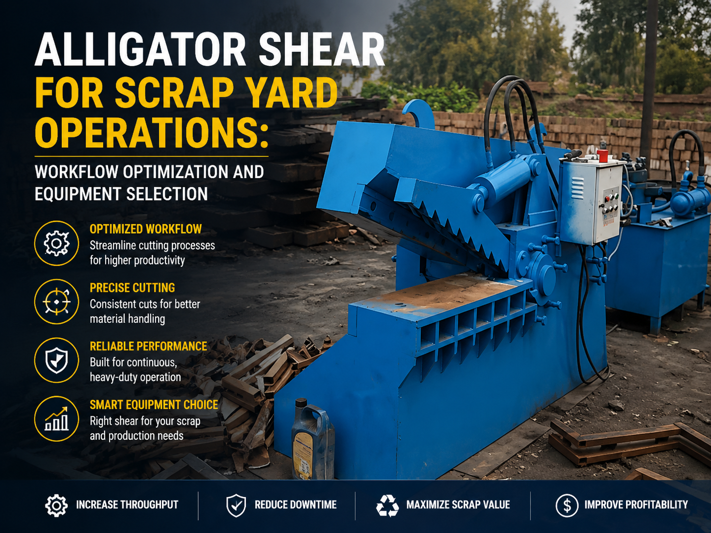 alligator shear for scrap yard operations workflow optimization and equipment selection