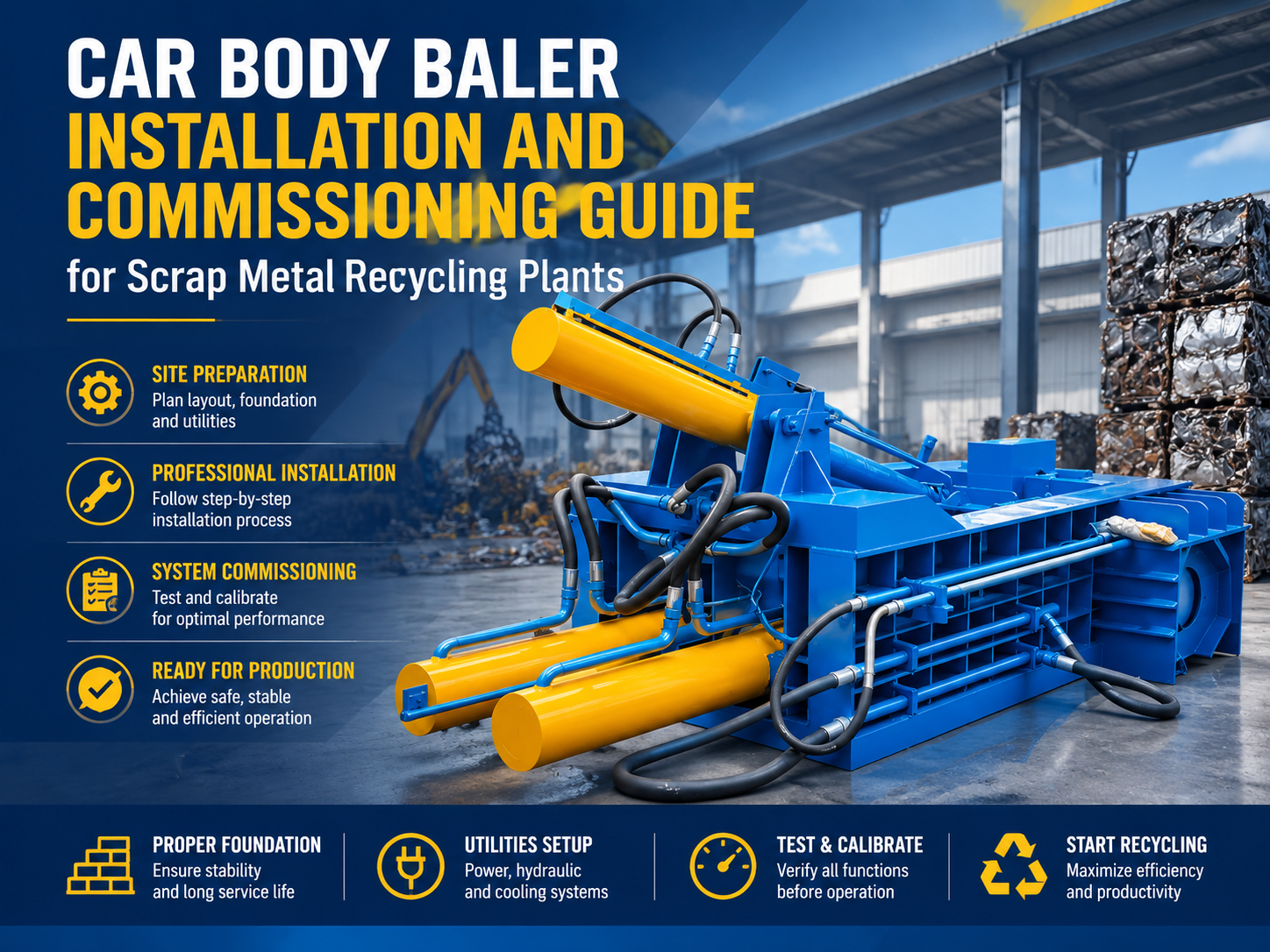 car body baler installation and commissioning guide for scrap metal recycling plants
