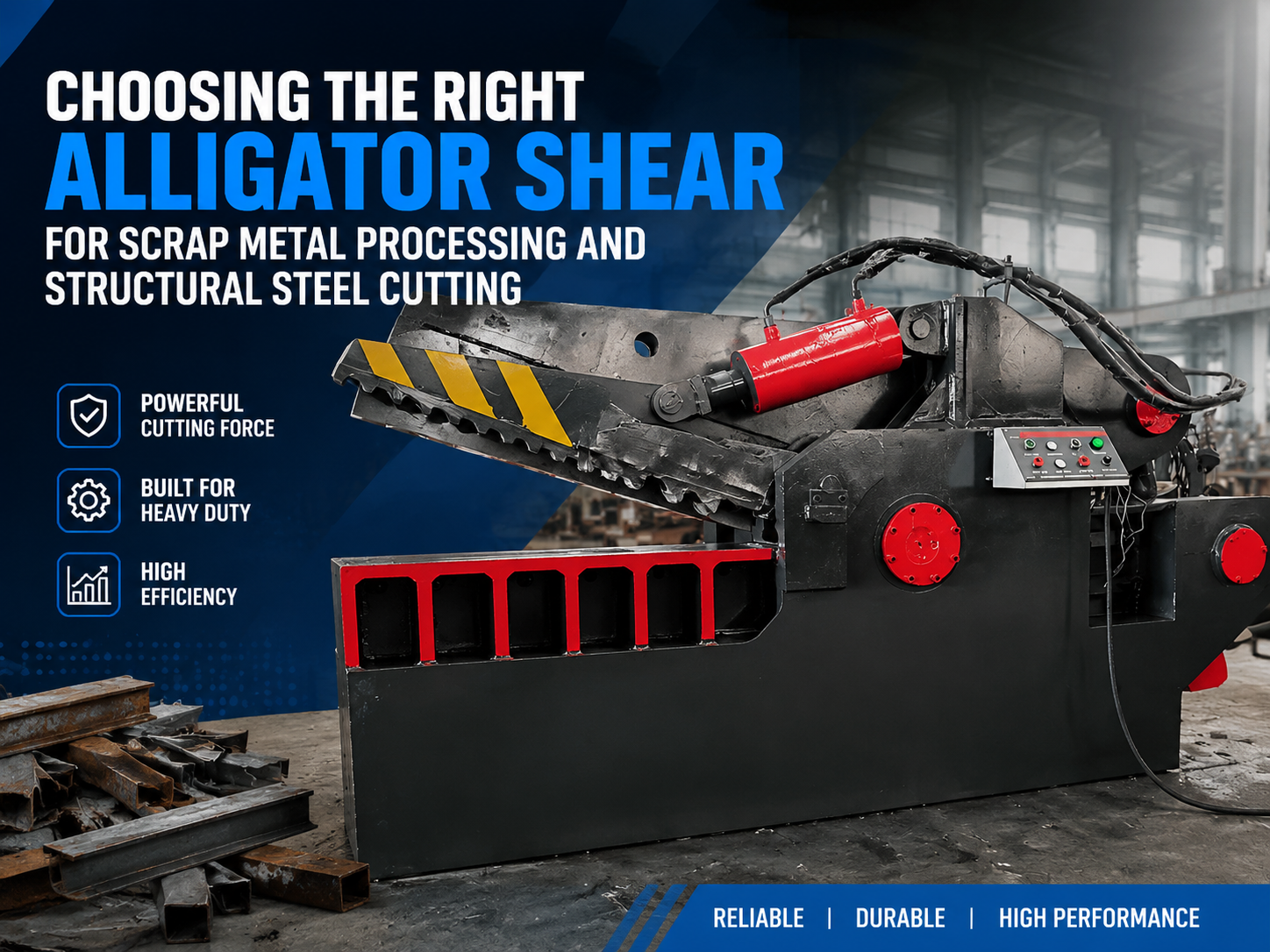 choosing the right alligator shear for scrap metal processing and structural steel cutting