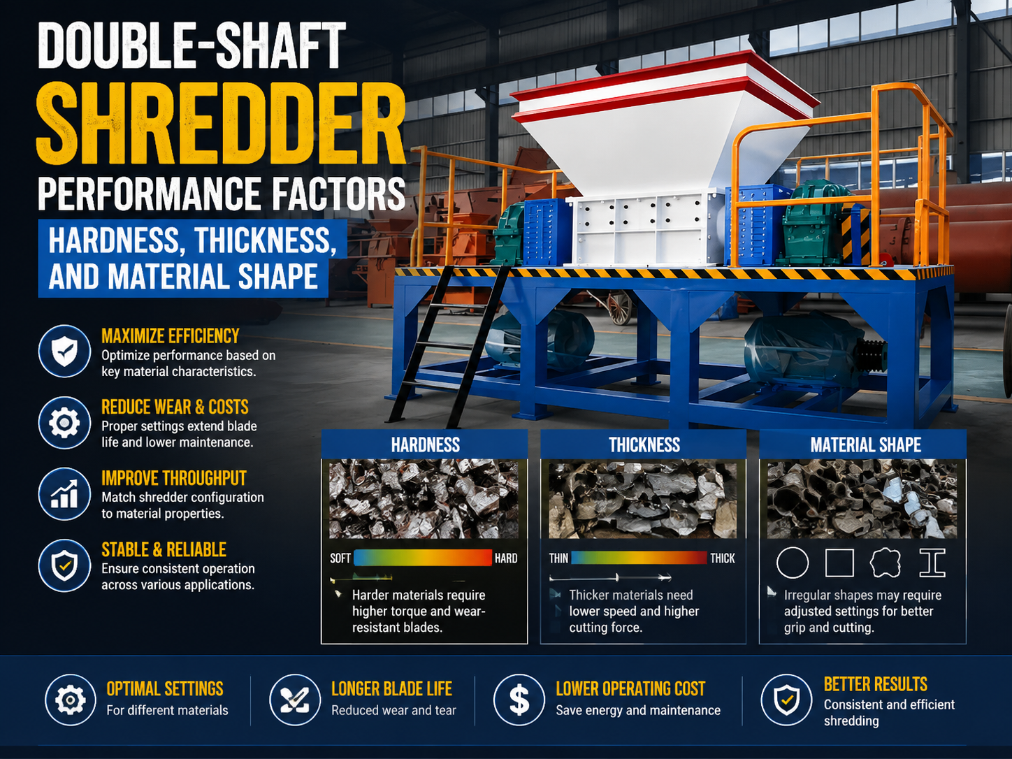 comprehensive guide to double shaft shredder performance factors hardness thickness and ma