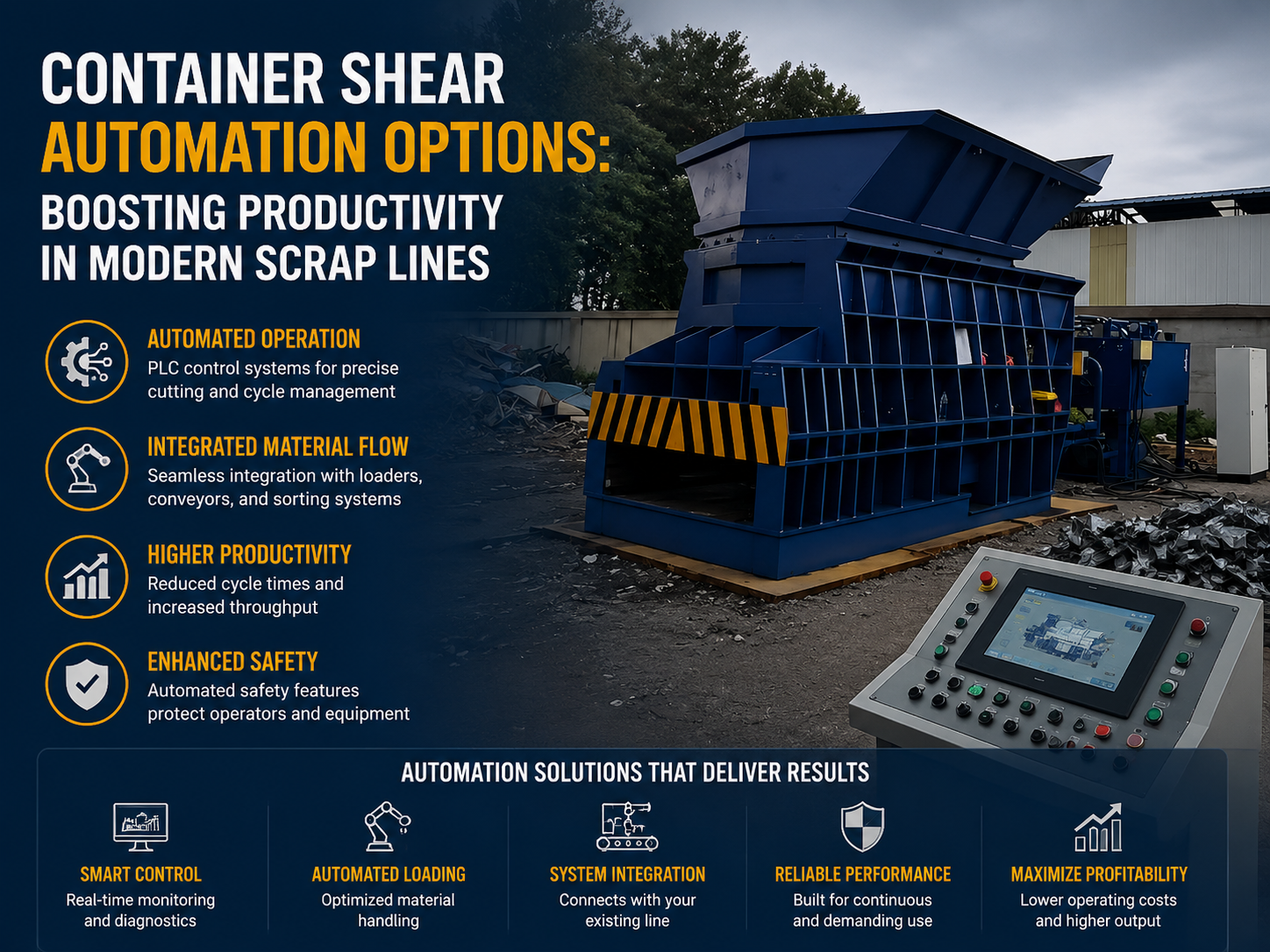 container shear automation options boosting productivity in modern scrap lines