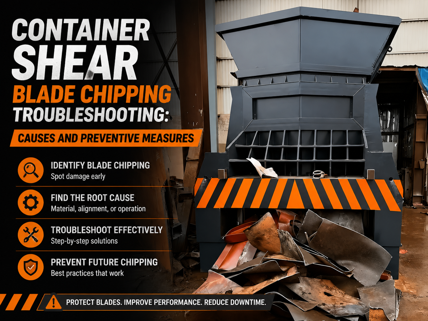 container shear blade chipping troubleshooting causes and preventive measures