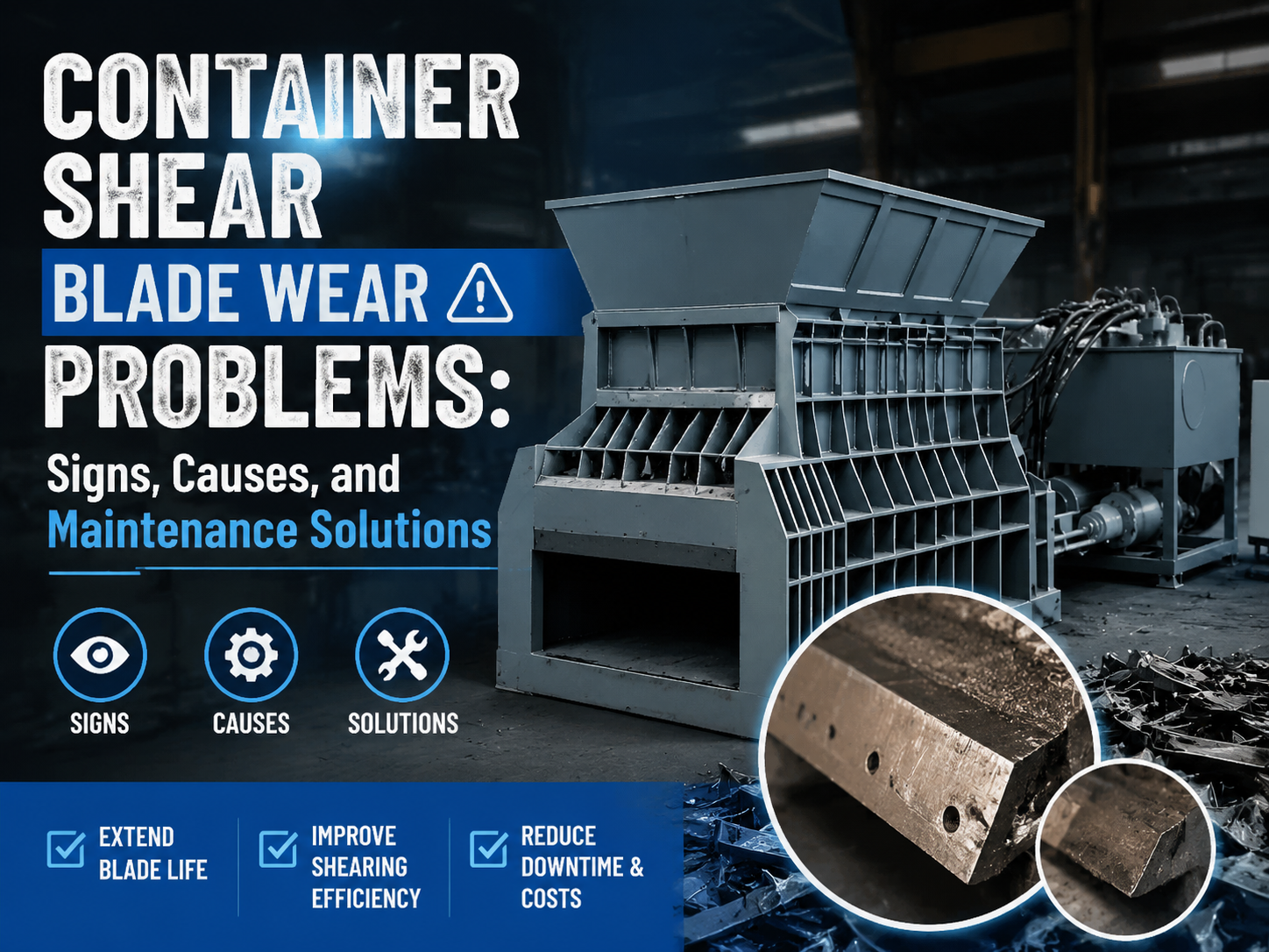 container shear blade wear problems signs causes and maintenance solutions