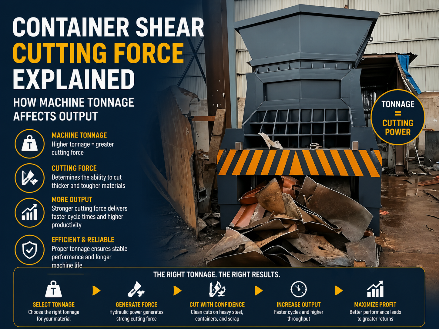 container shear cutting force explained how machine tonnage affects output