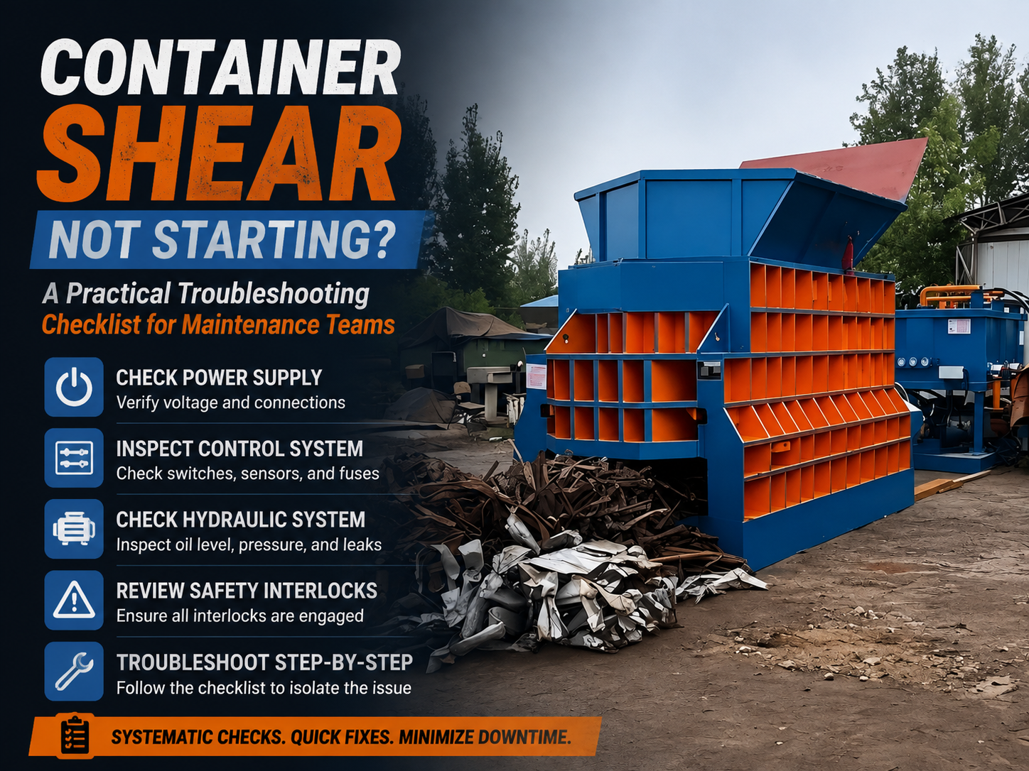 container shear not starting a practical troubleshooting checklist for maintenance teams