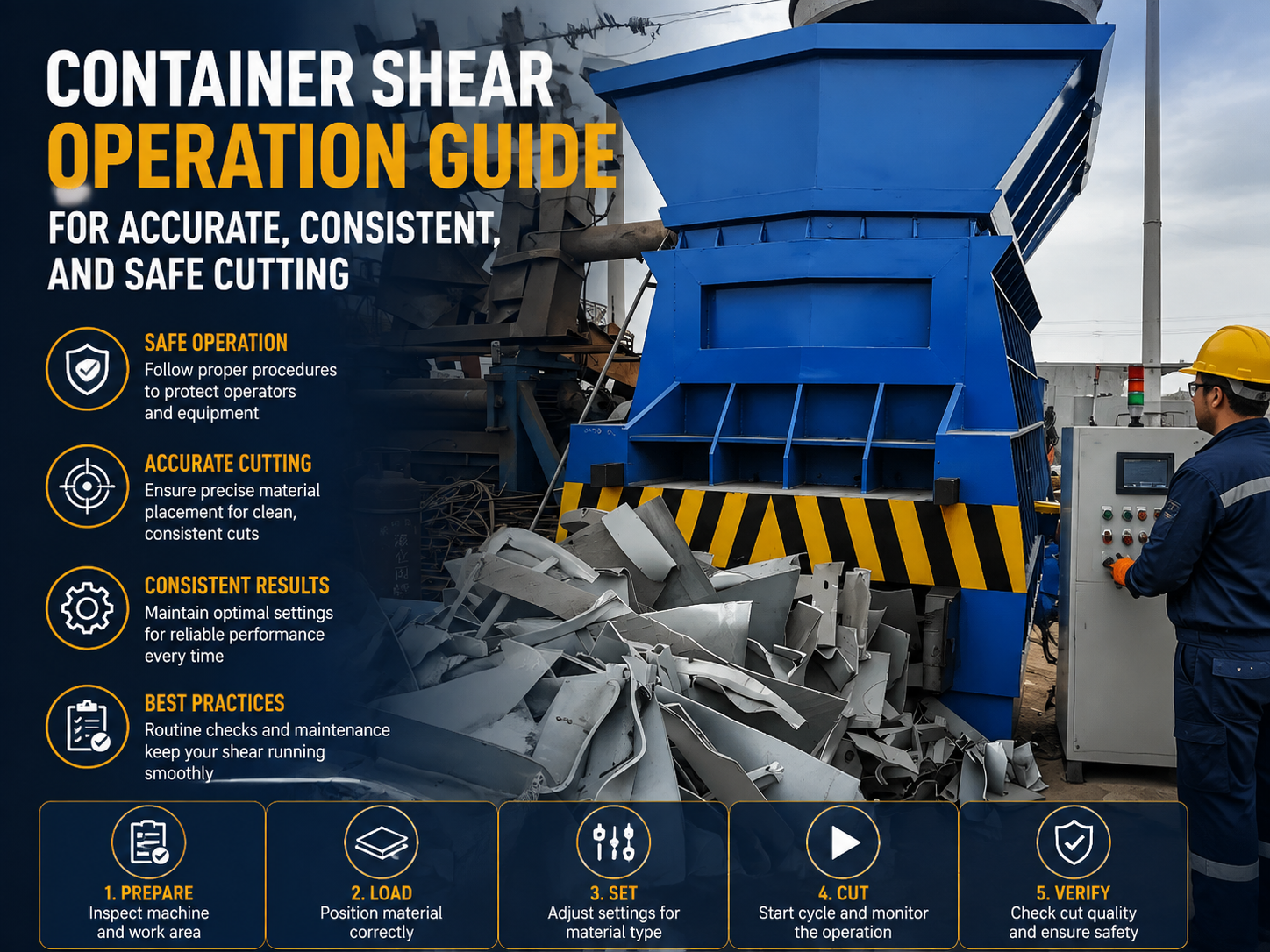 container shear operation guide for accurate consistent and safe cutting