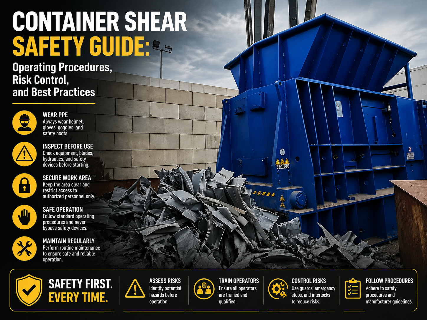 container shear safety guide operating procedures risk control and best practices
