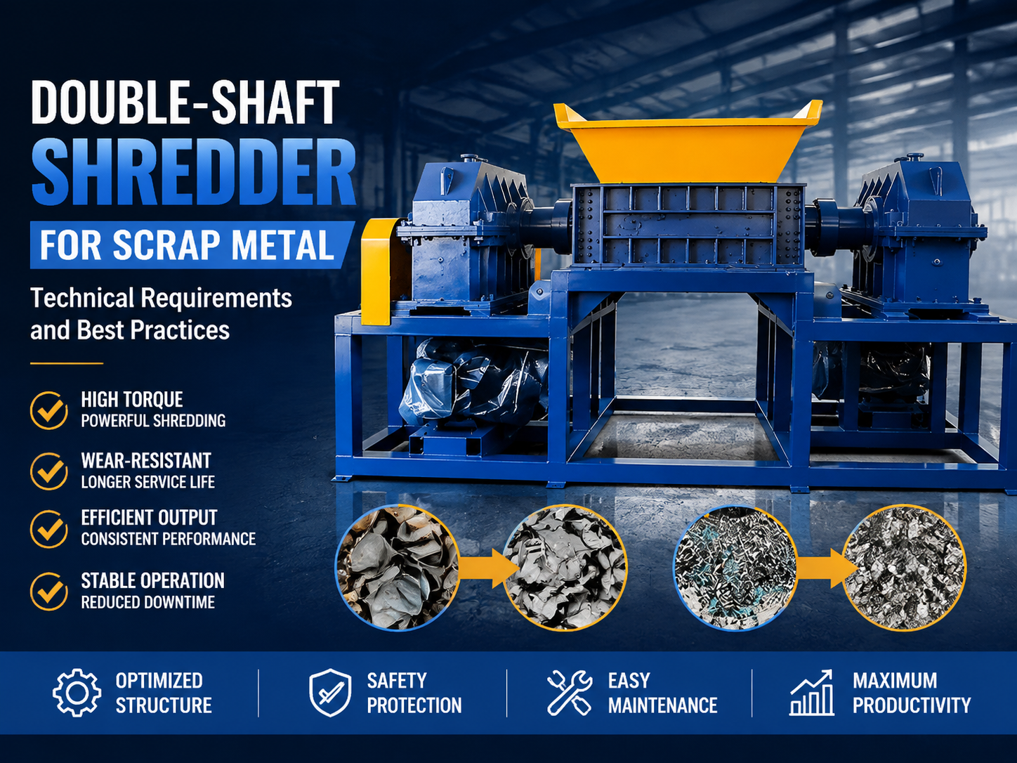 double shaft shredder for scrap metal technical requirements and best practices