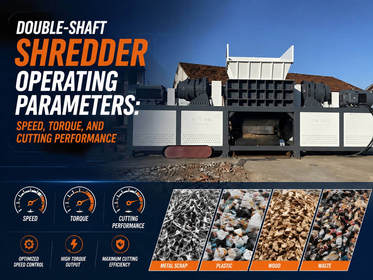double shaft shredder operating parameters speed torque and cutting performance
