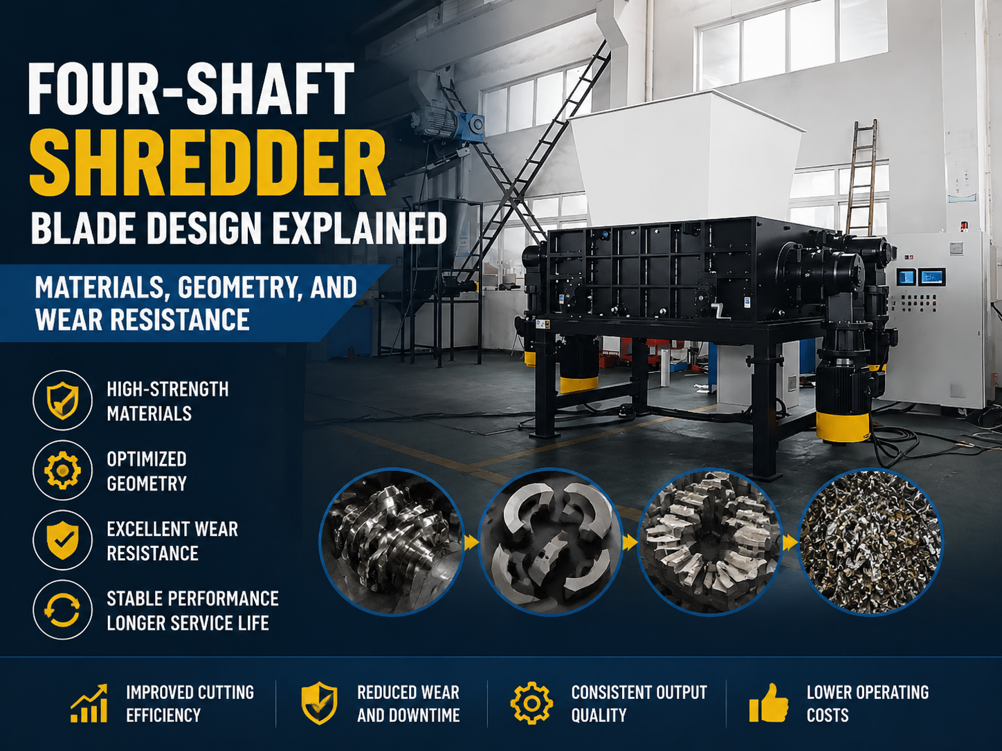 four shaft shredder blade design explained materials geometry and wear resistance