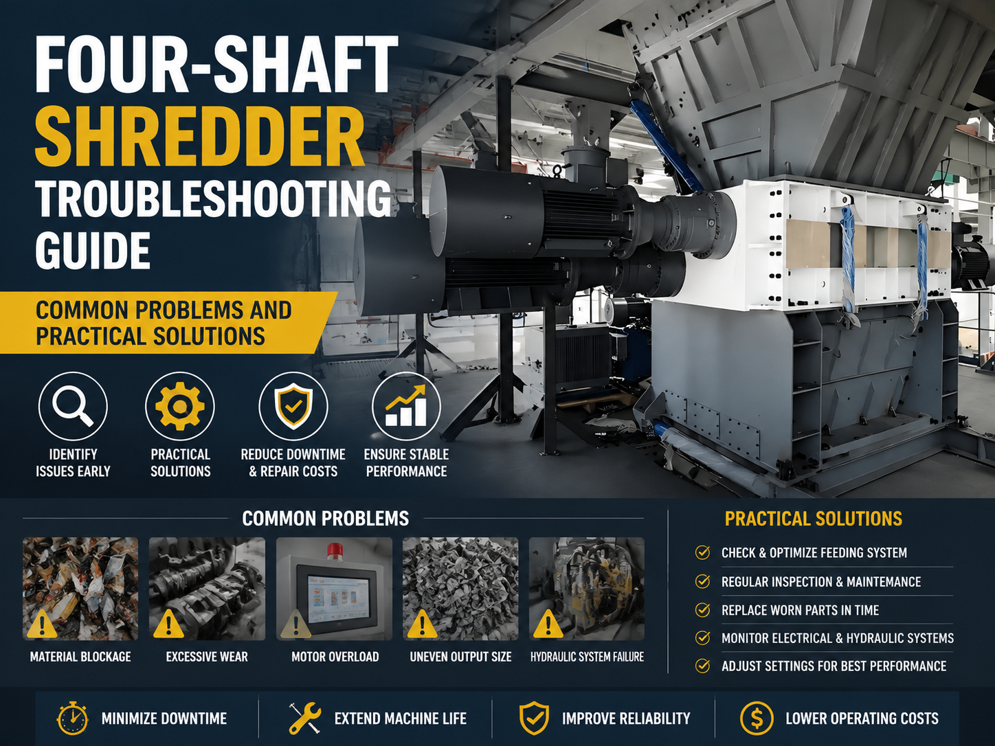four shaft shredder troubleshooting guide common problems and practical solutions