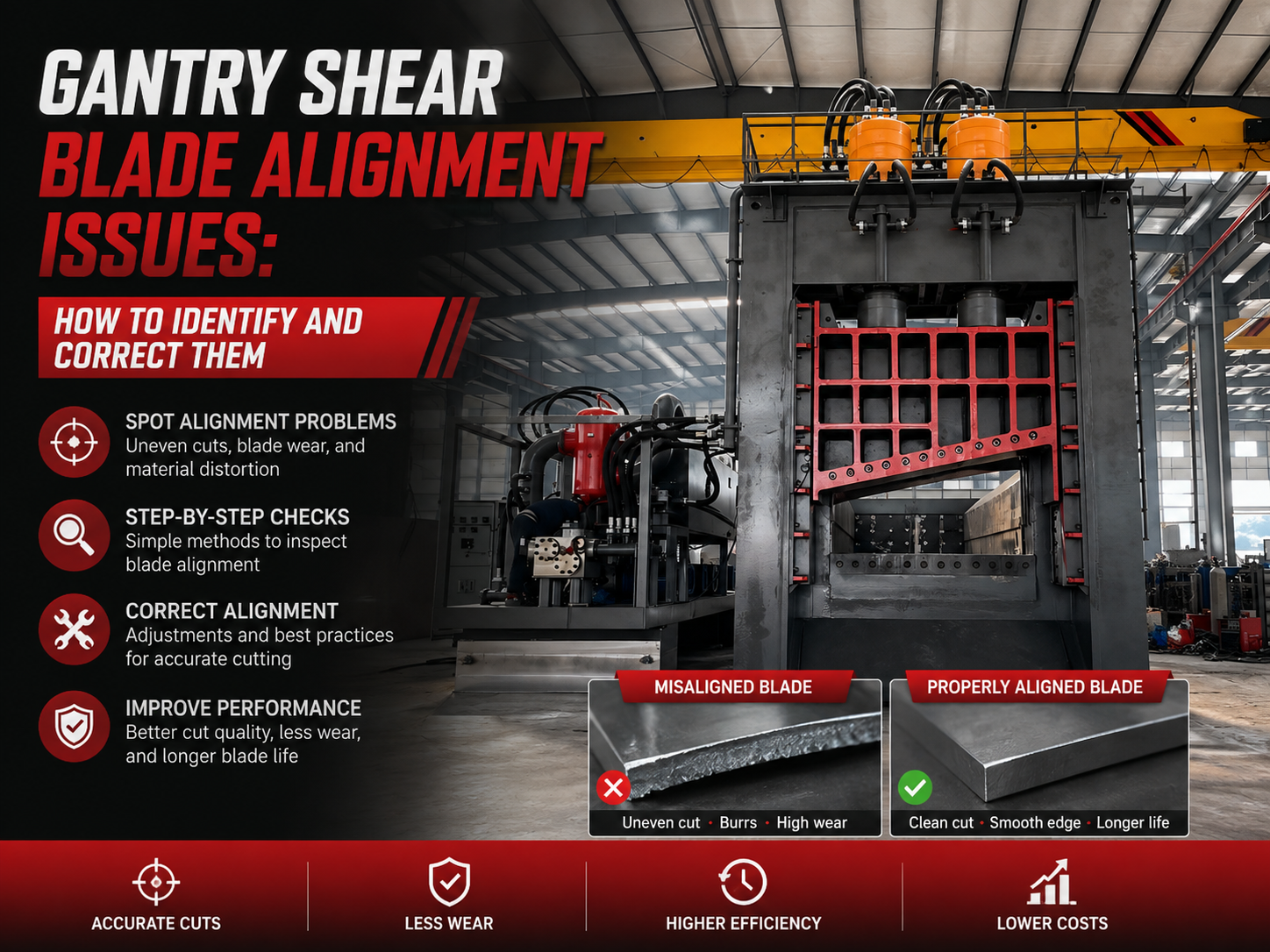gantry shear blade alignment issues how to identify and correct them