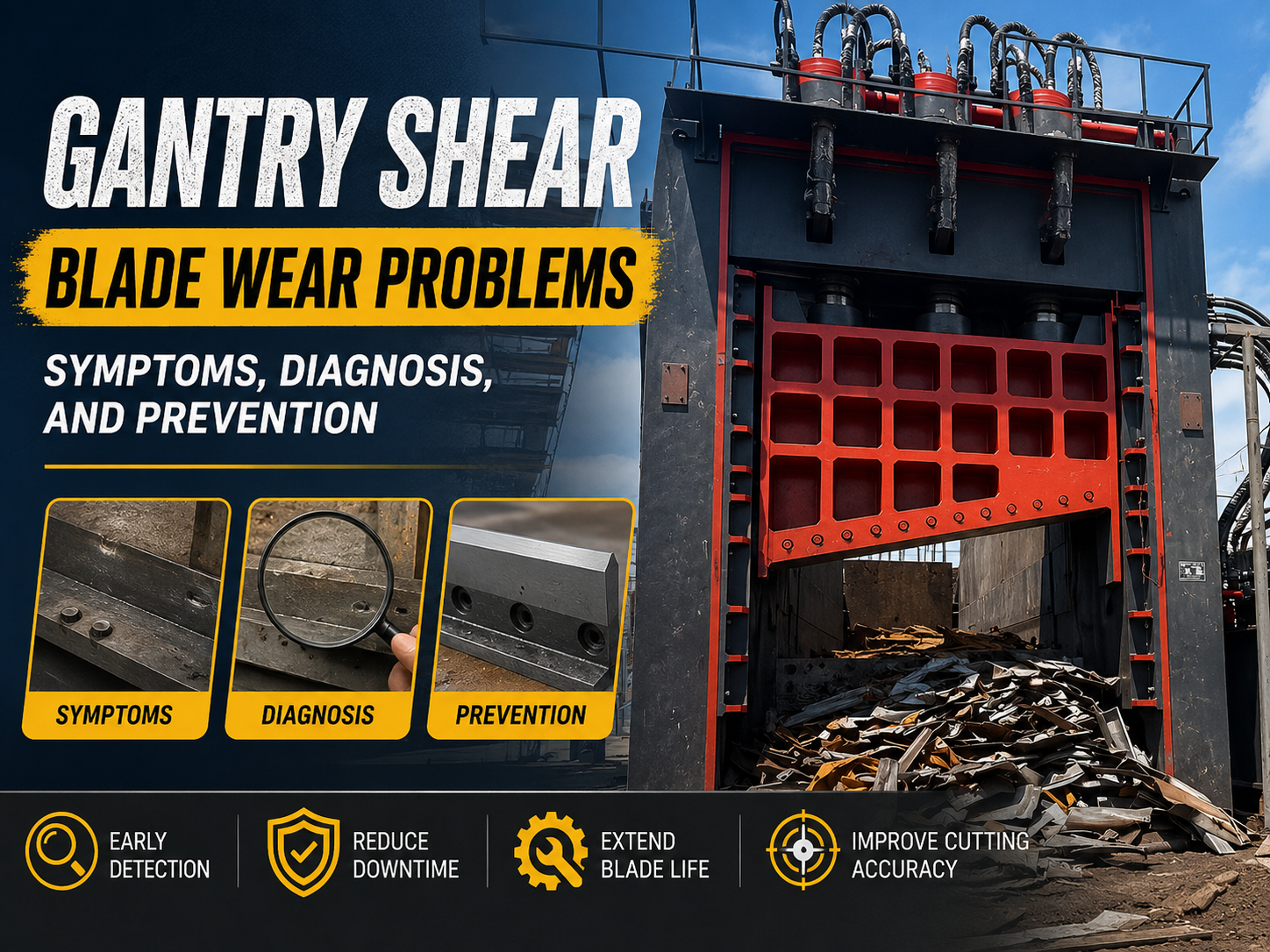 gantry shear blade wear problems symptoms diagnosis and prevention