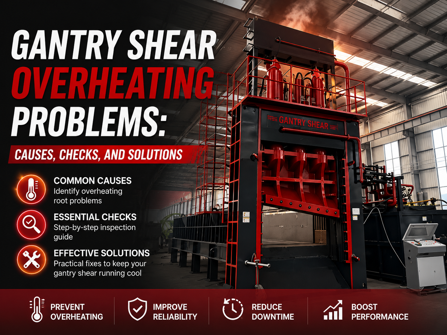 gantry shear overheating problems causes checks and solutions