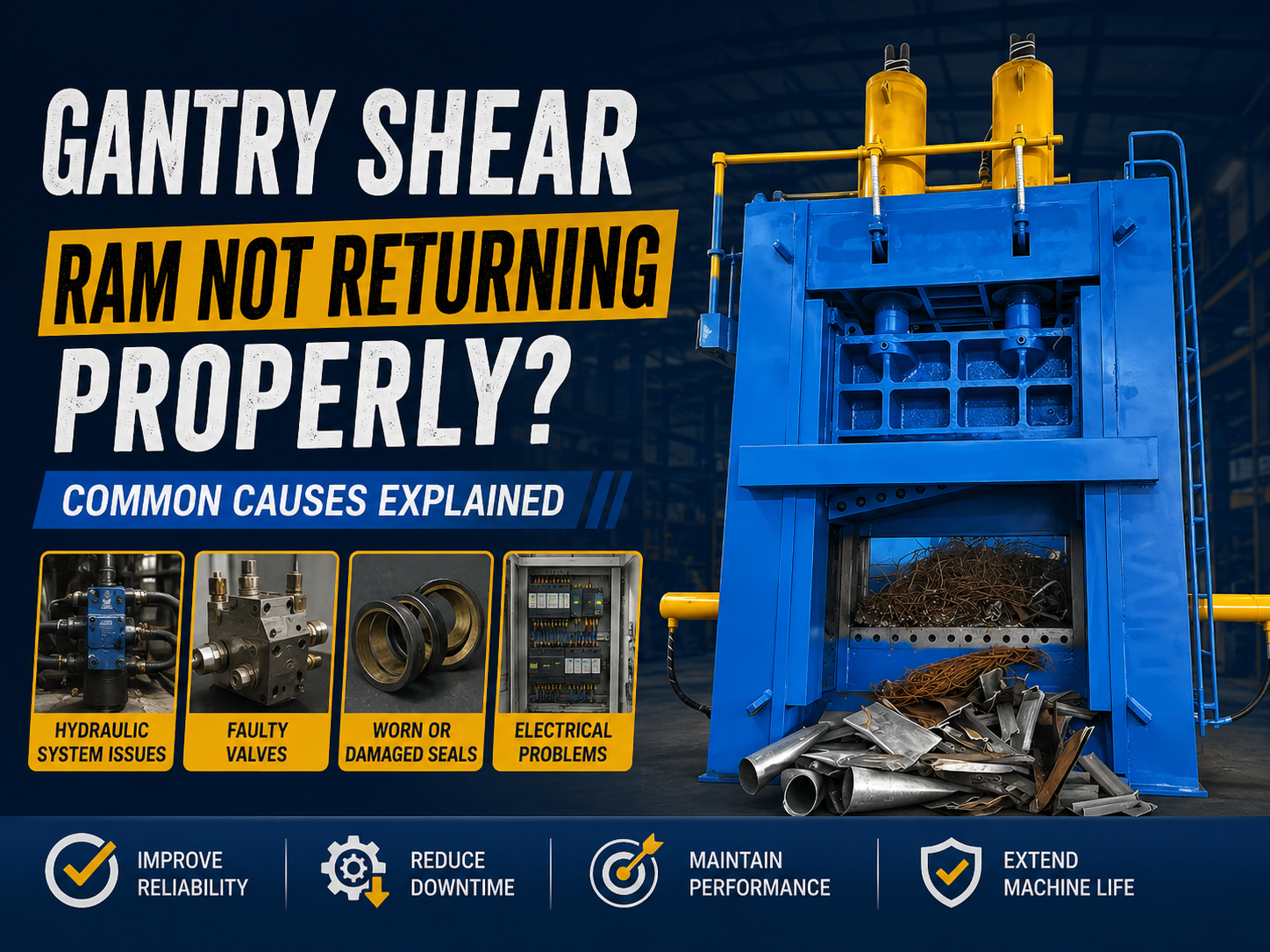 gantry shear ram not returning properly common causes