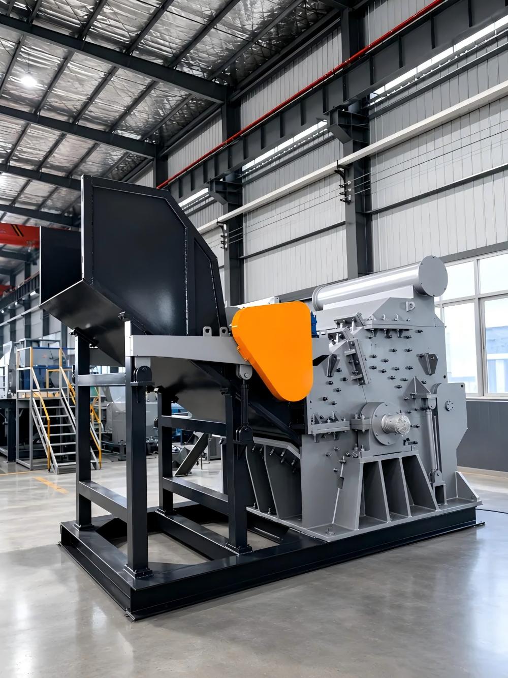 Industrial Hammer Shredder Overview showing internal rotor components