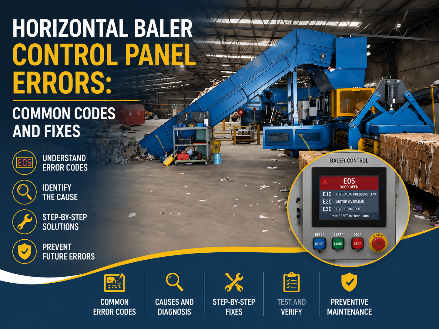 horizontal baler control panel errors common codes and