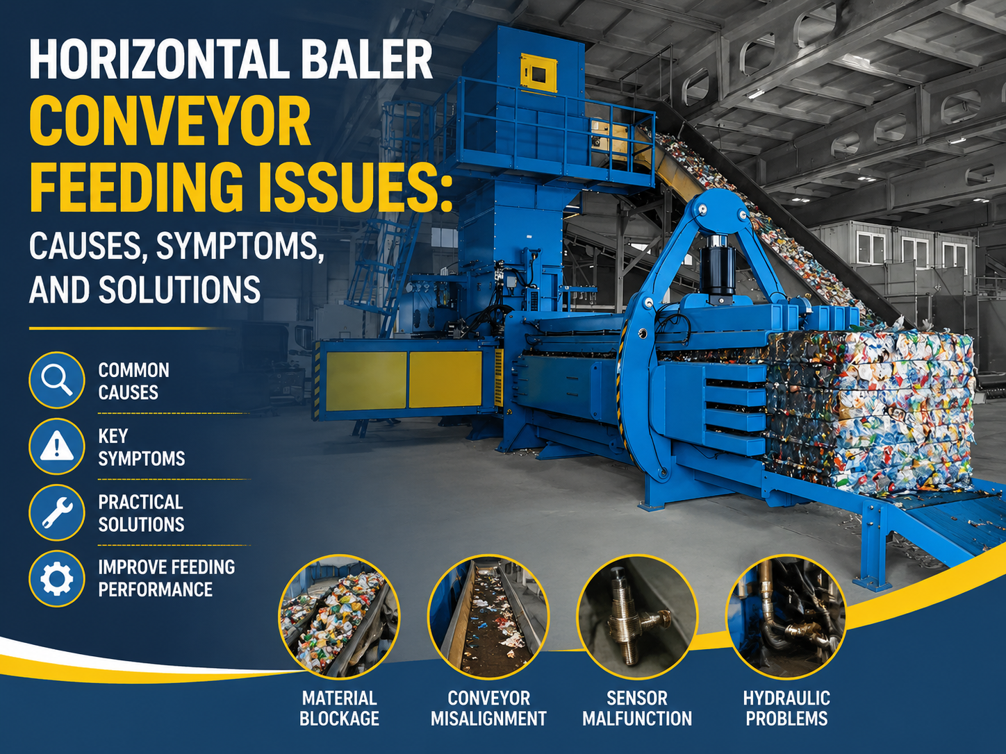 horizontal baler conveyor feeding issues causes symptoms and solutions