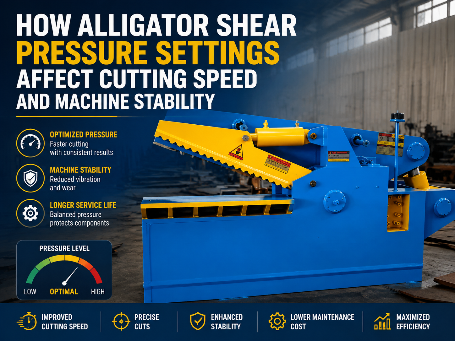 how alligator shear pressure settings affect cutting speed and machine stability 1