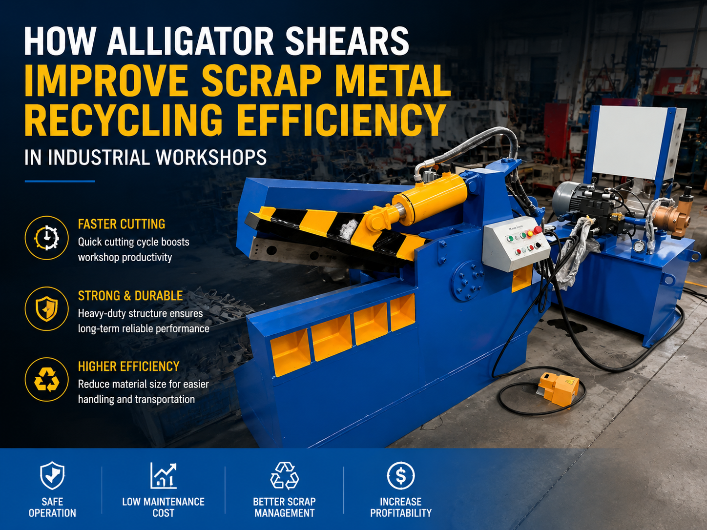 how alligator shears improve scrap metal recycling efficiency in industrial workshops 1