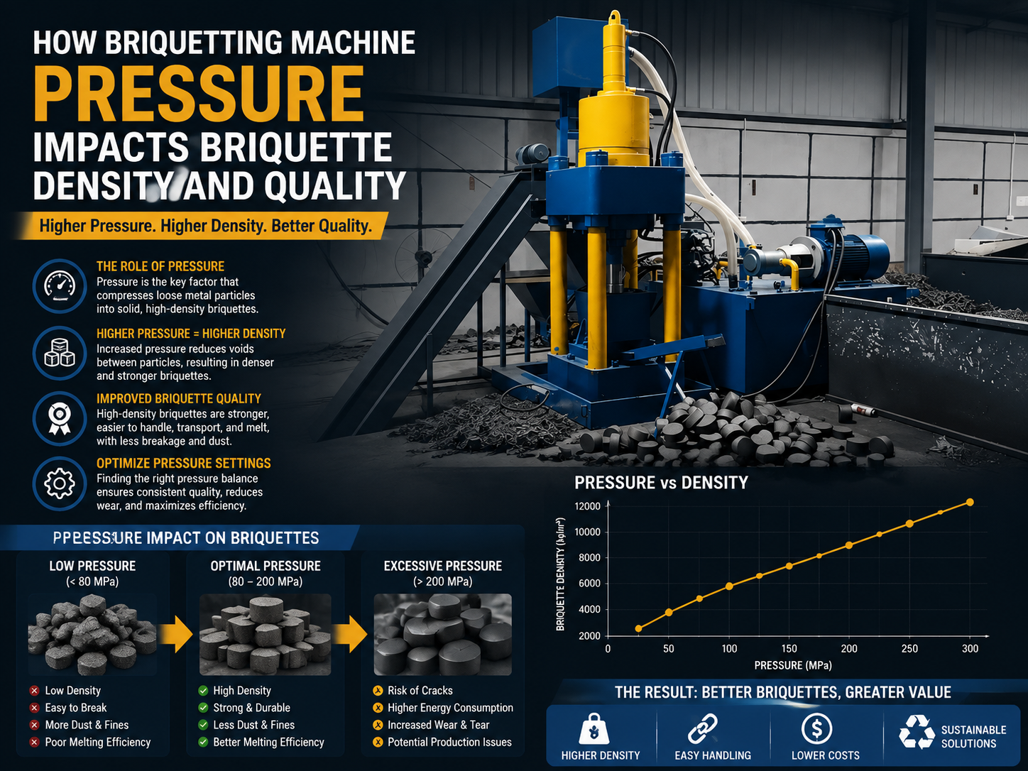 how briquetting machine pressure impacts briquette density and quality a technical guide