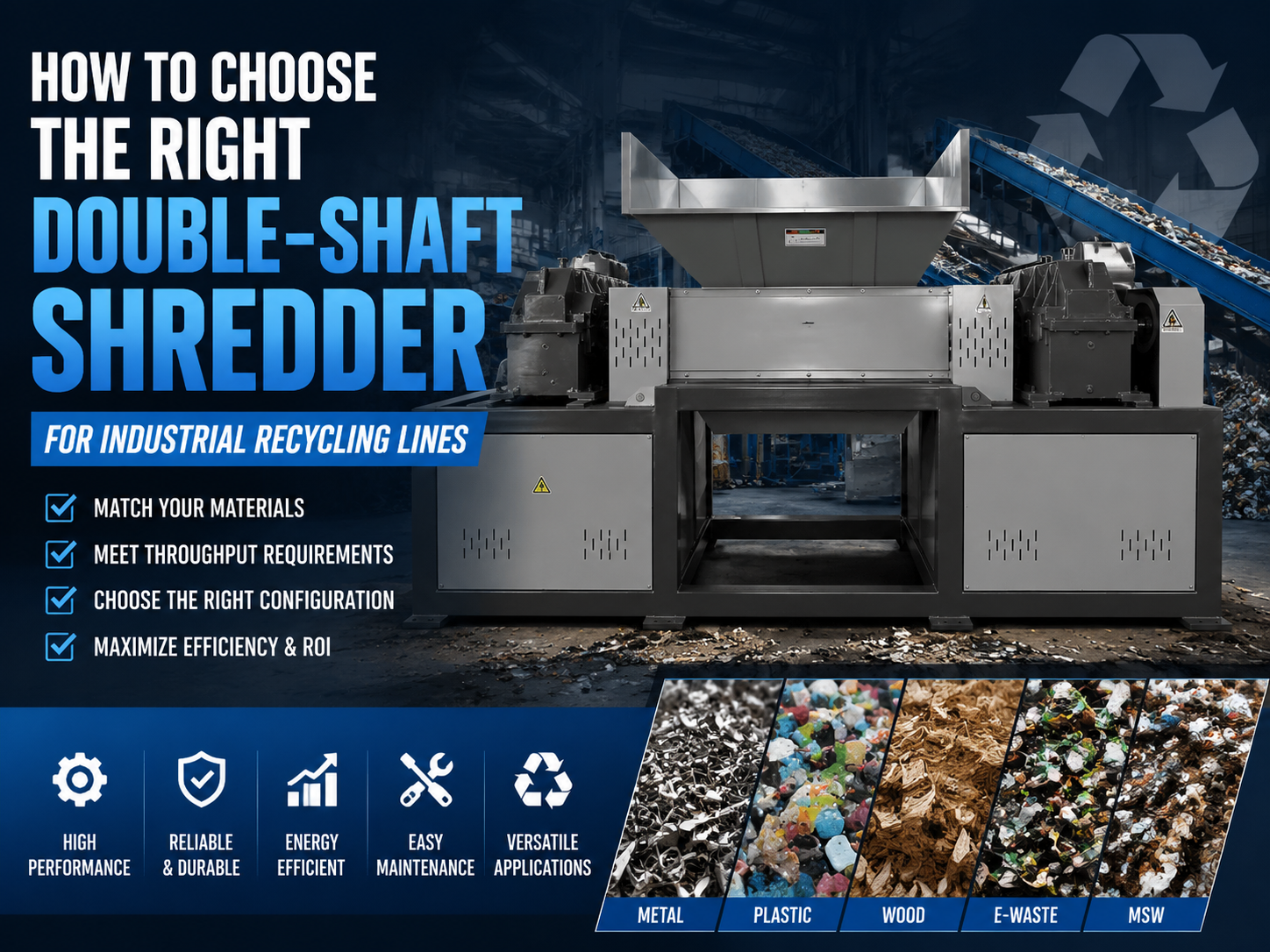 how to choose the right double shaft shredder for industrial recycling lines