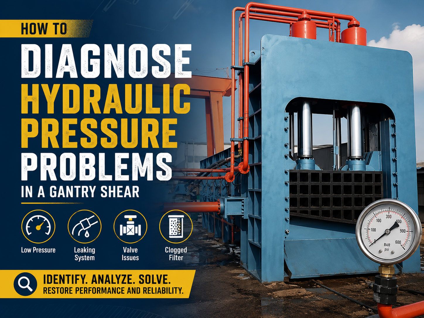 how to diagnose hydraulic pressure problems in a gantry shear a comprehensive maintenance