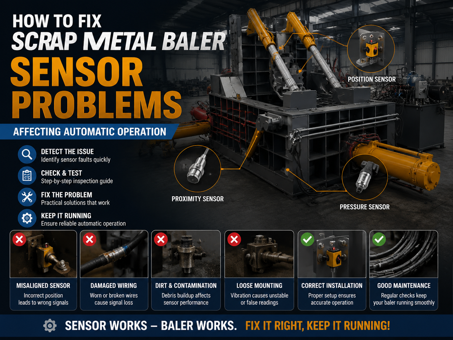 how to fix scrap metal baler sensor problems affecting automatic operation a comprehensive