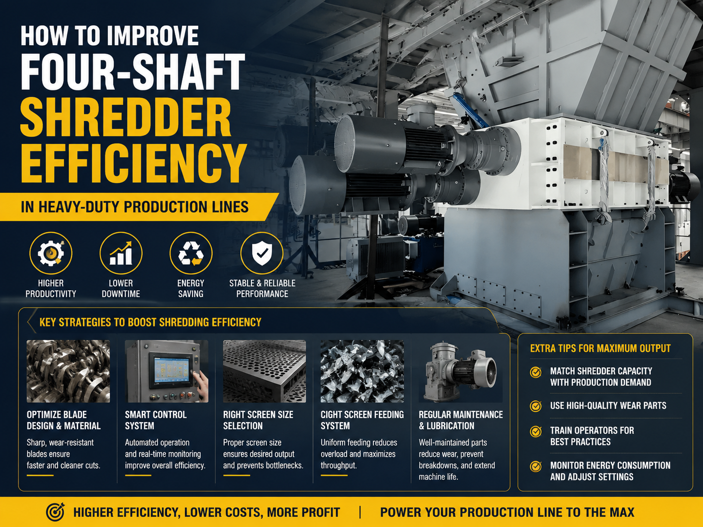 how to improve four shaft shredder efficiency in heavy duty production lines 1