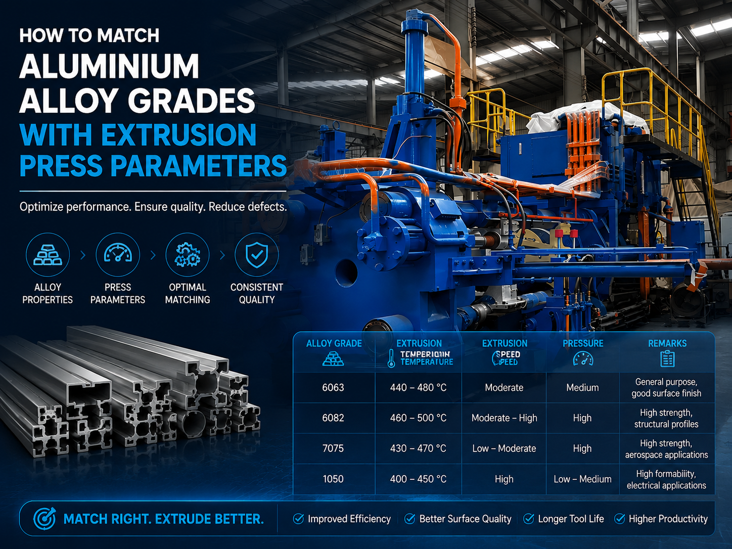 how to match aluminium alloy grades with extrusion press parameters a technical guide