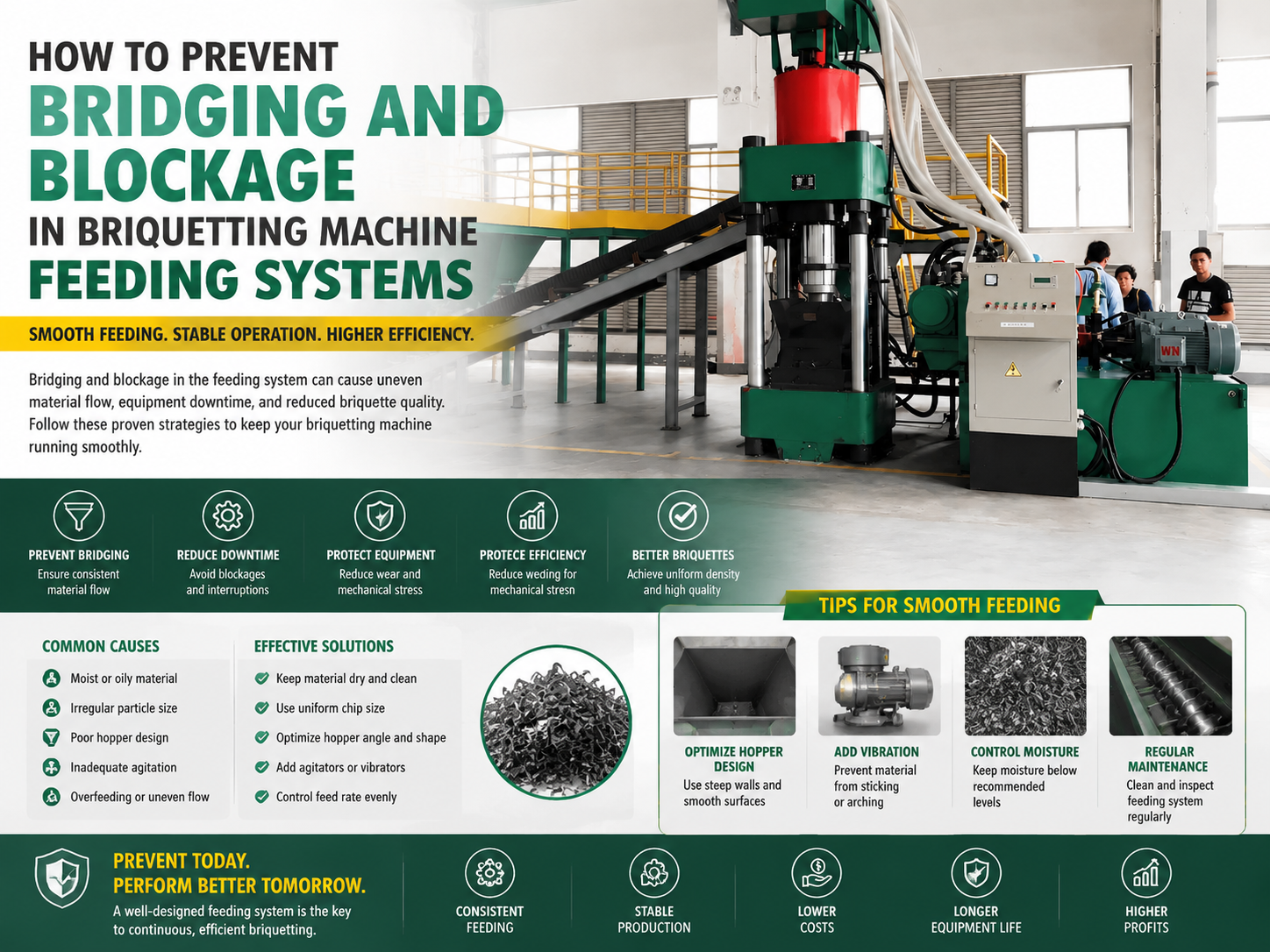 how to prevent bridging and blockage in briquetting machine feeding systems a comprehensiv