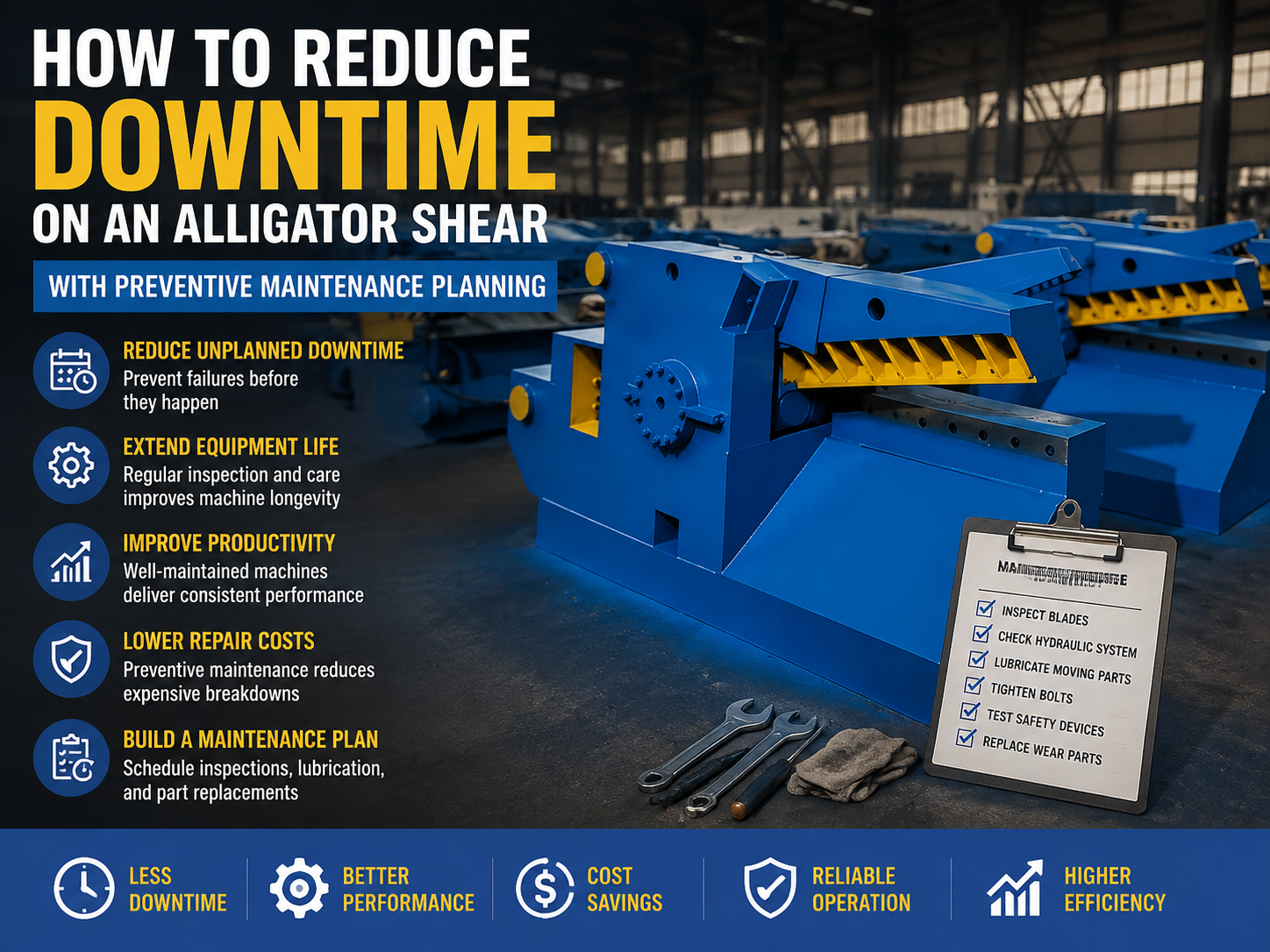 how to reduce downtime on an alligator shear with preventive maintenance planning 1