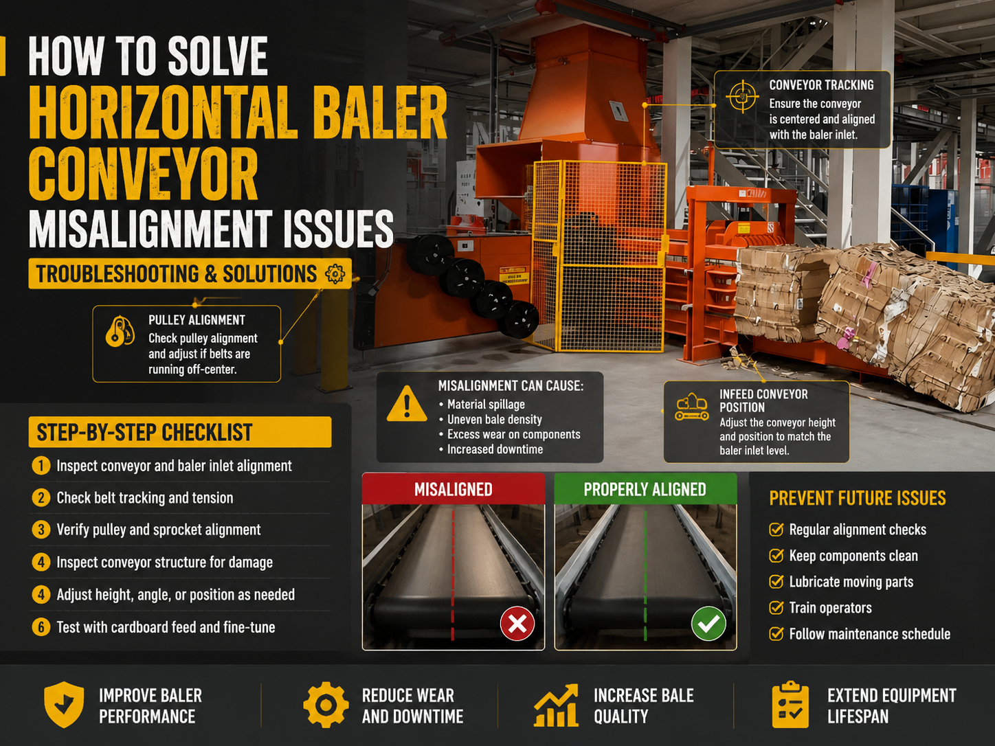 how to solve horizontal baler conveyor misalignment issues a comprehensive maintenance gui
