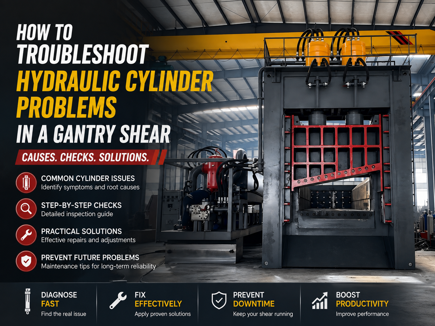 how to troubleshoot hydraulic cylinder problems in a gantry shear a comprehensive maintena