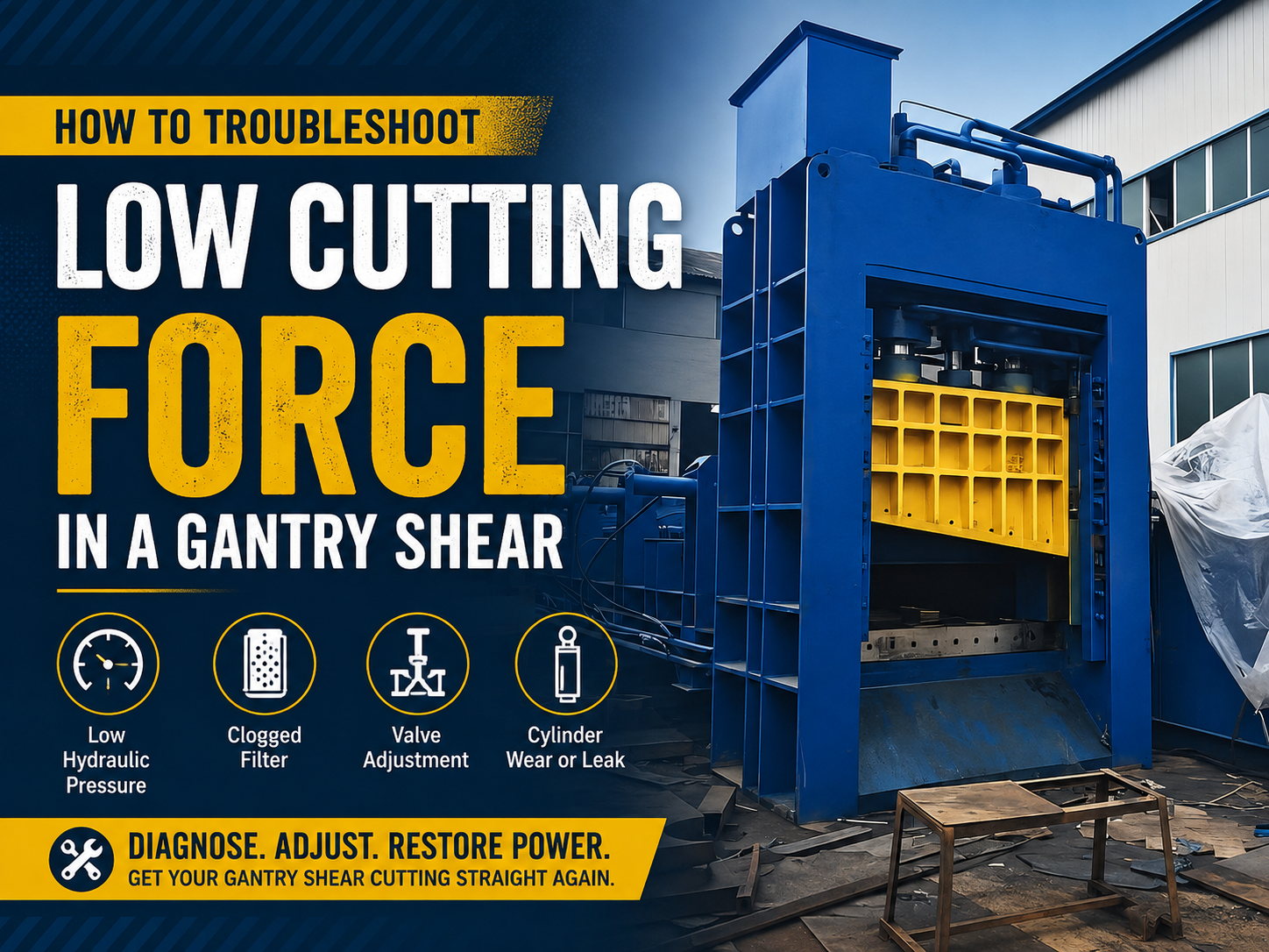how to troubleshoot low cutting force in a gantry shear a comprehensive harsle guide