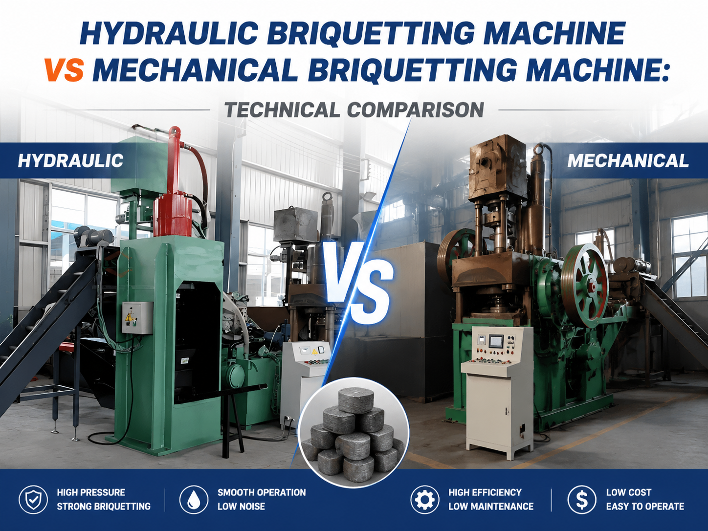hydraulic briquetting machine vs mechanical briquetting machine technical comparison