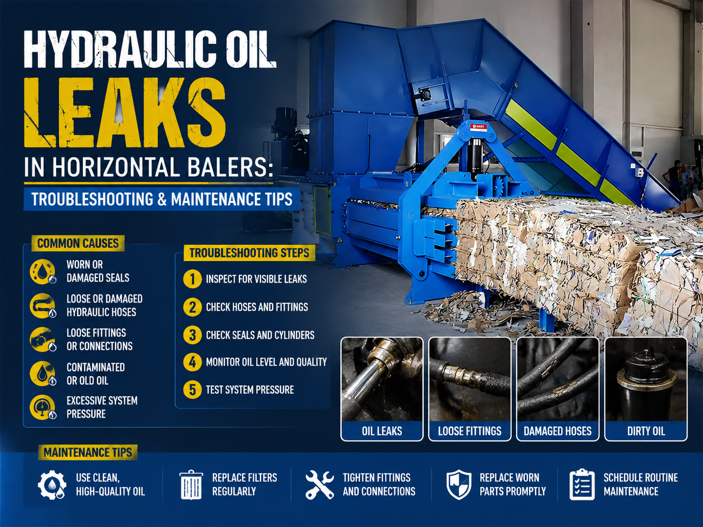 hydraulic oil leaks in horizontal balers troubleshooting maintenance tips