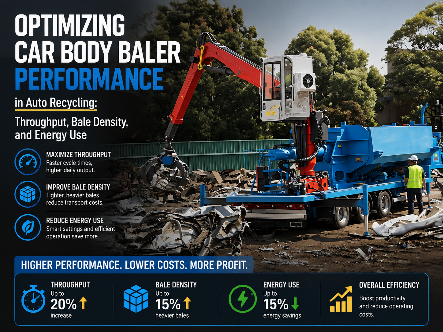 optimizing car body baler performance in auto recycling throughput bale density and energy