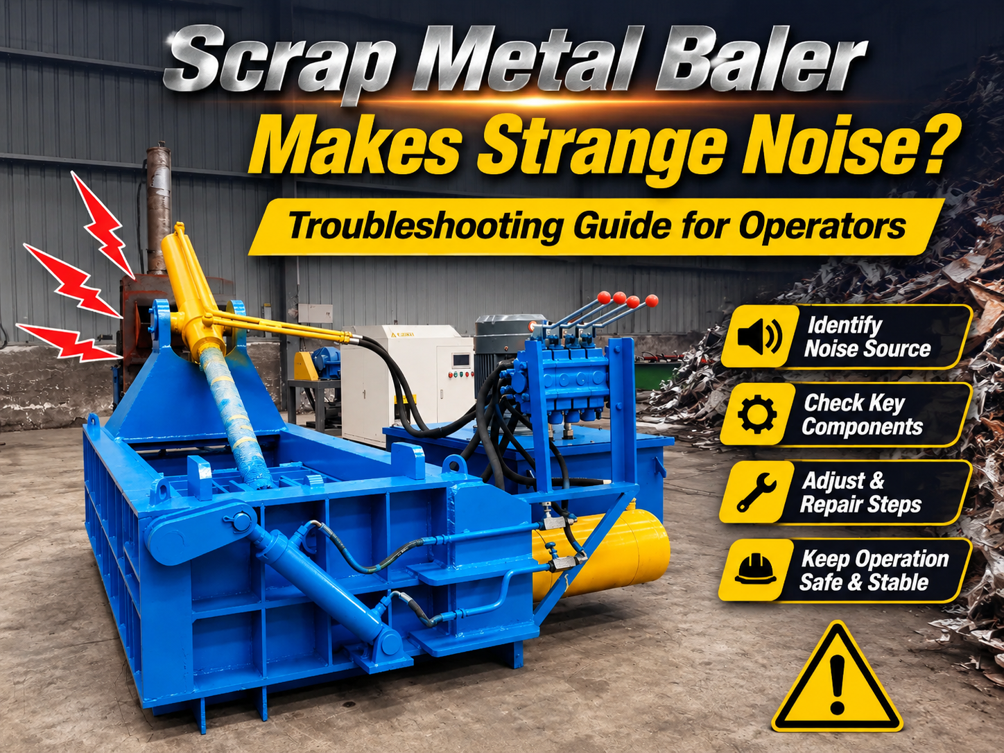 scrap metal baler makes strange noise troubleshooting guide for operators