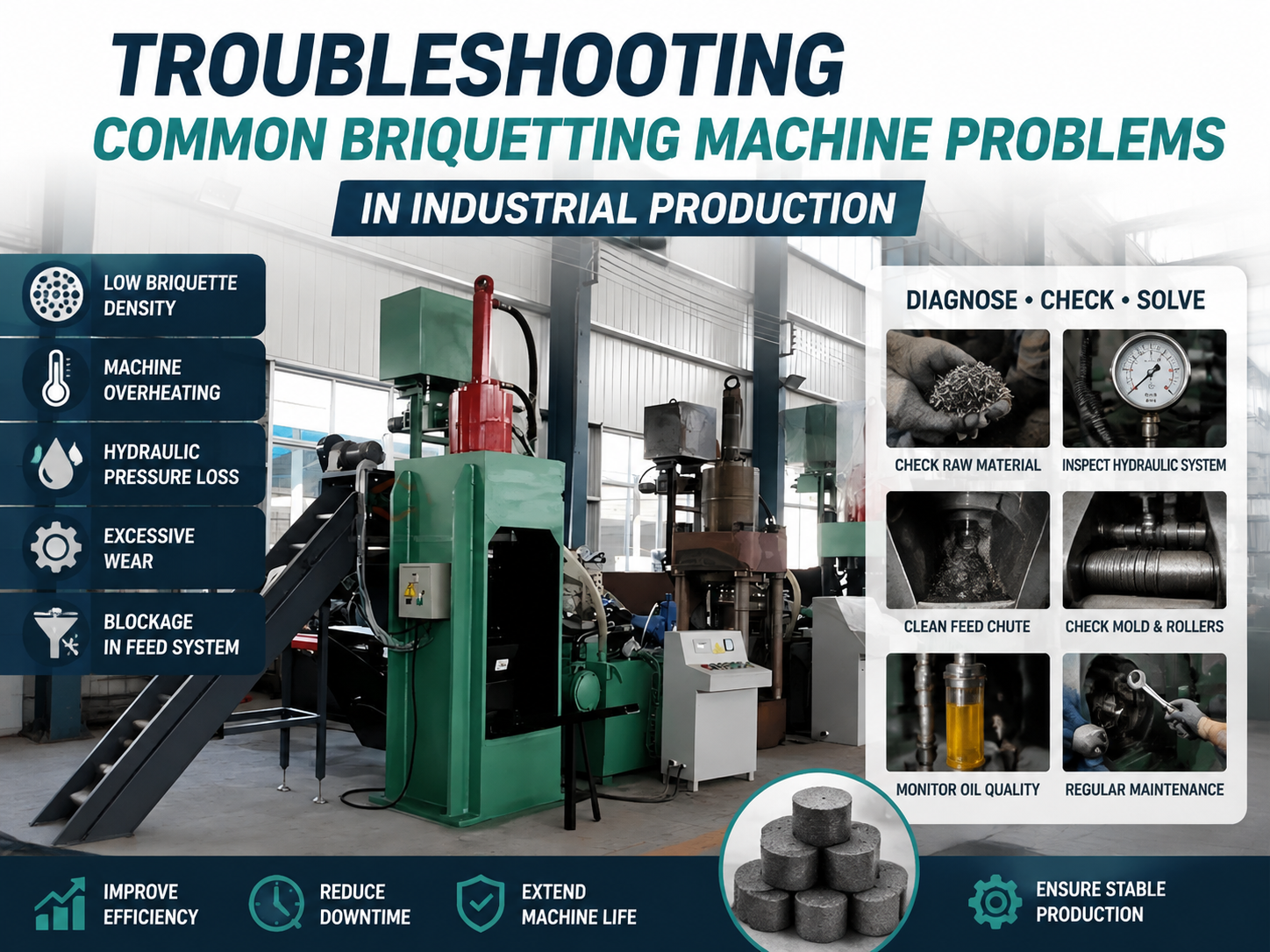 troubleshooting common briquetting machine problems in industrial production 1
