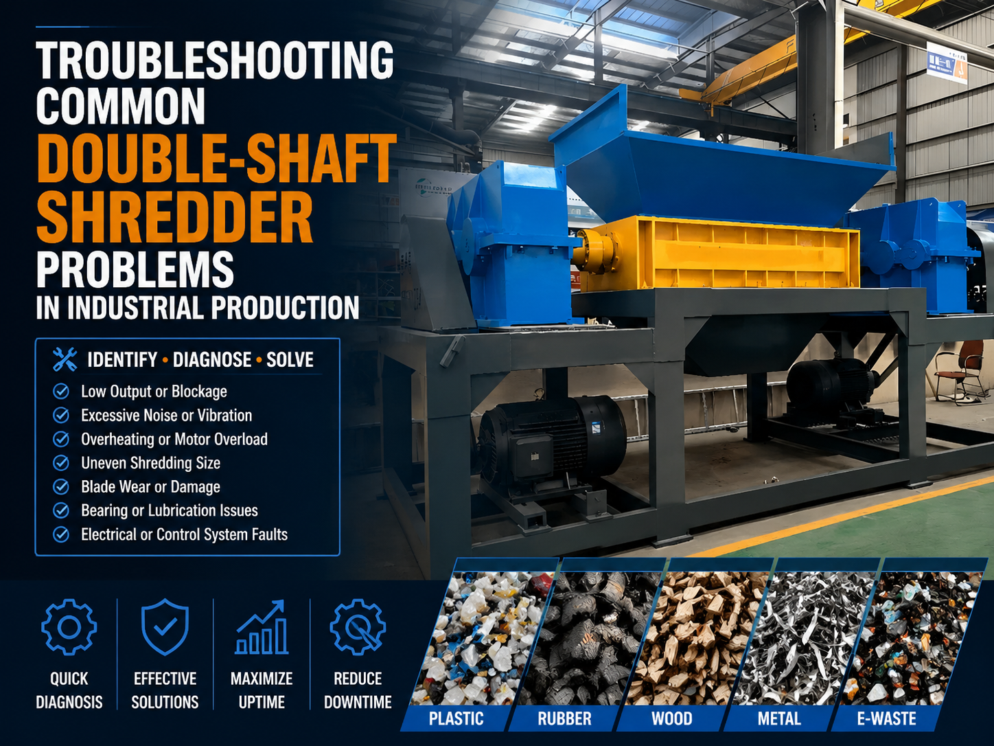 troubleshooting common double shaft shredder problems in industrial production