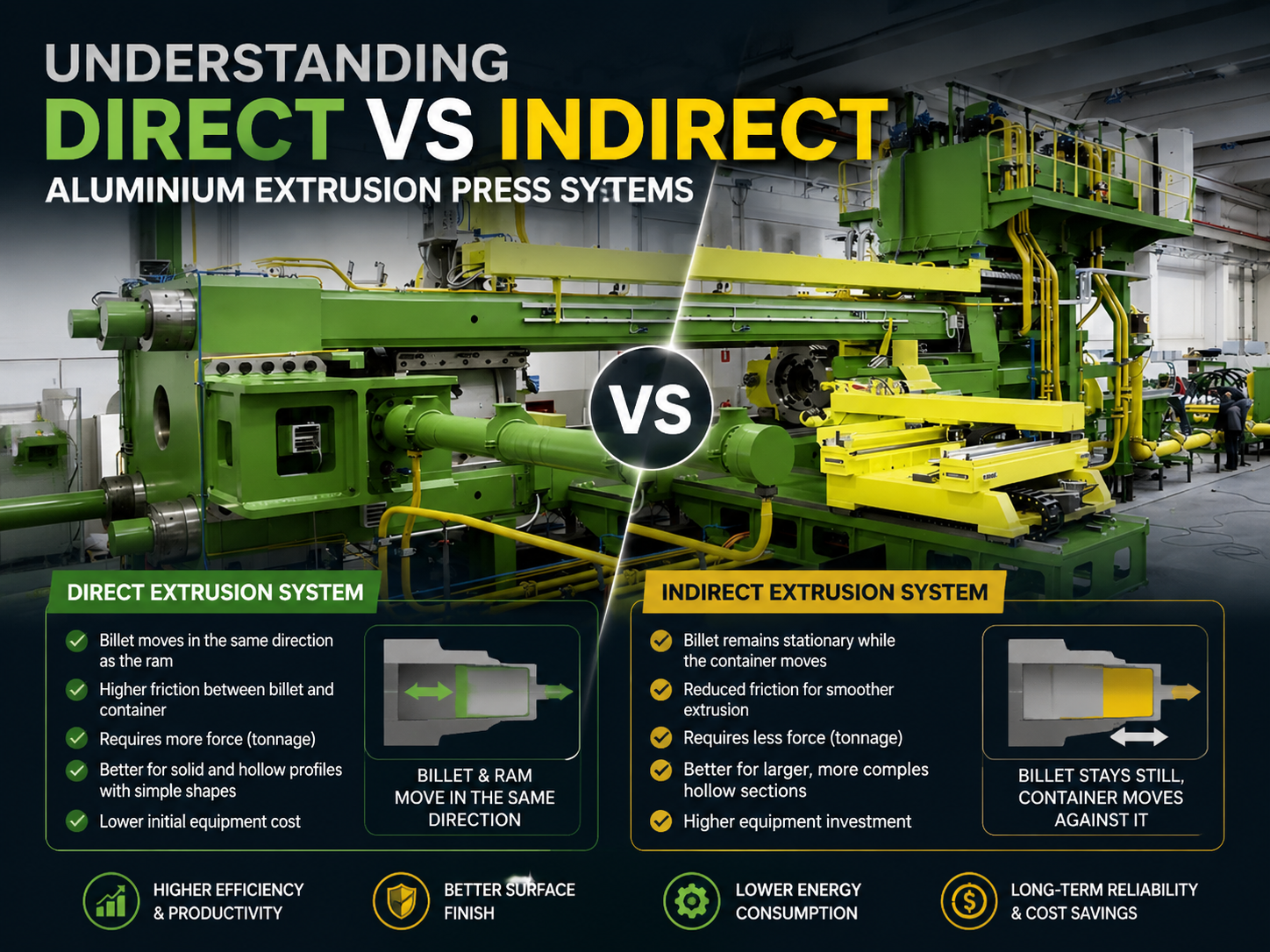 understanding direct vs indirect aluminium extrusion press systems a comprehensive technic