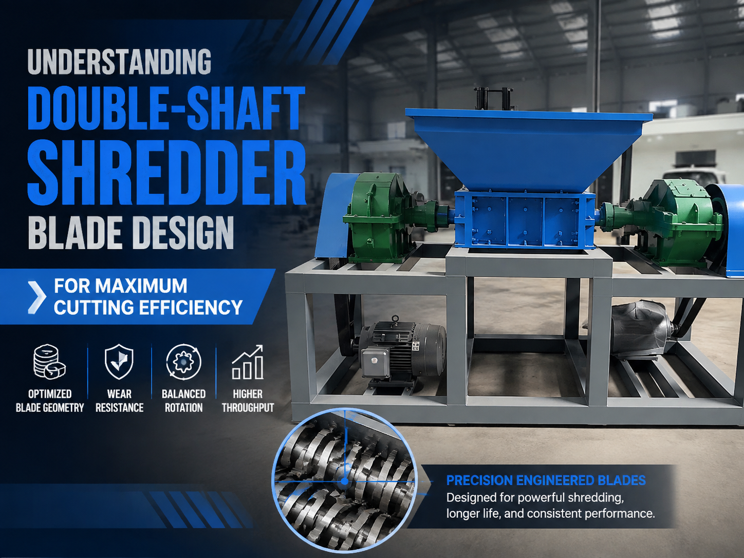 understanding double shaft shredder blade design for maximum cutting efficiency