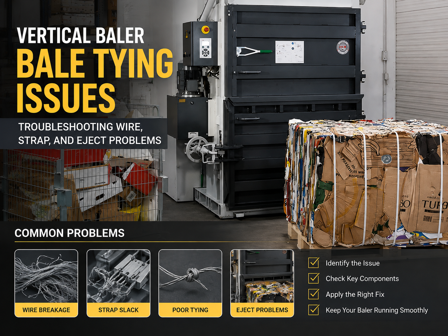 vertical baler bale tying issues troubleshooting wire strap and eject problems