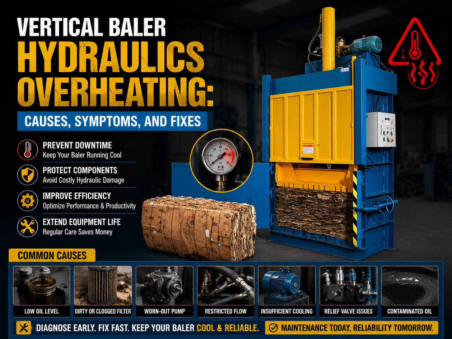 vertical baler hydraulics overheating causes symptoms and