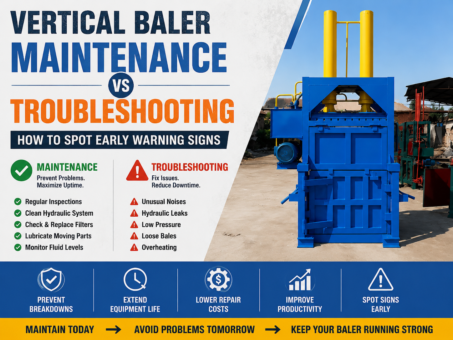 vertical baler maintenance vs troubleshooting how to spot early warning signs