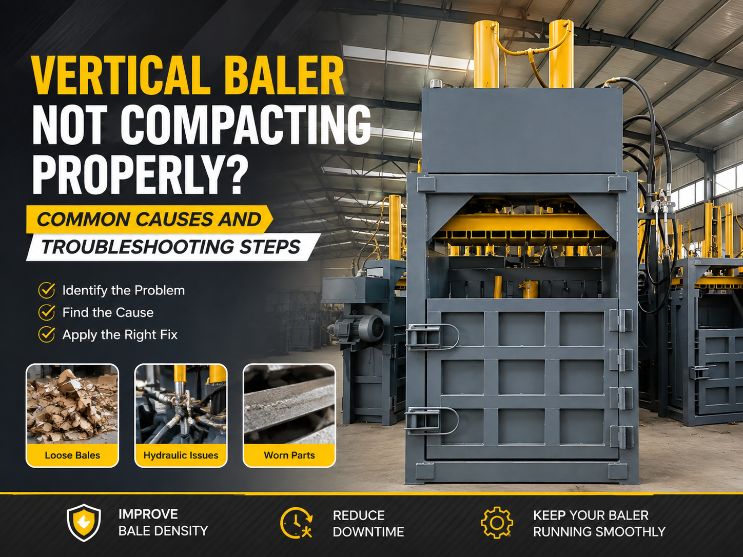 vertical baler not compacting properly common causes and troubleshooting steps
