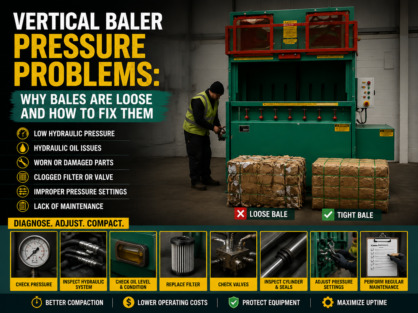 vertical baler pressure problems why bales are loose and how to fix them
