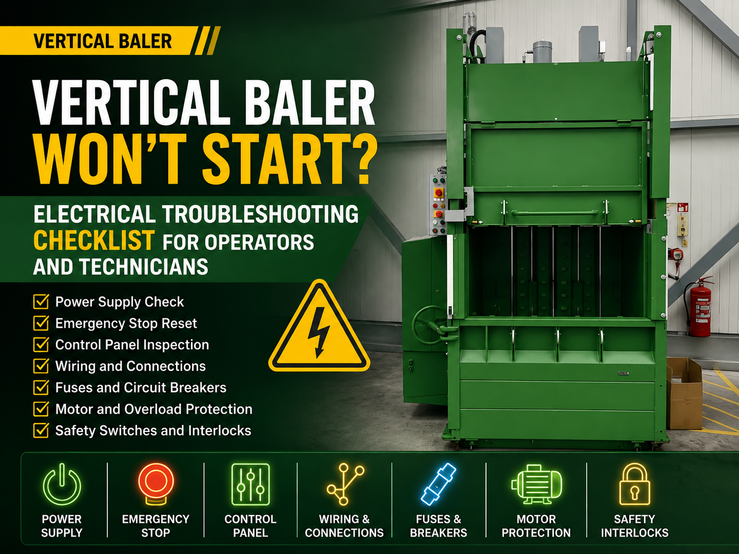 vertical baler won t start electrical troubleshooting checklist for operators and technici