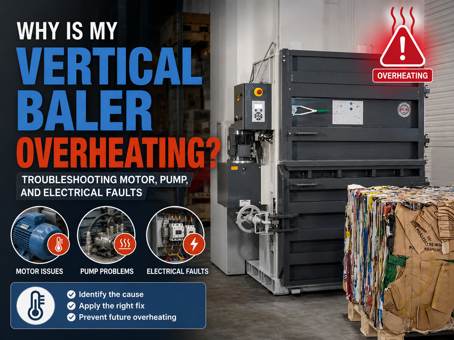 why is my vertical baler overheating troubleshooting motor pump and electrical faults